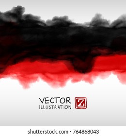 Abstract ink background. Japanese style. Black red white ink in water. Vector illustration.