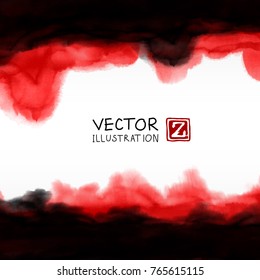 Abstract ink background. Japanese style. Black red white ink in water. Vector illustration.