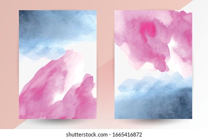 Abstract ink background. Marble style. blue and pink paint stroke texture