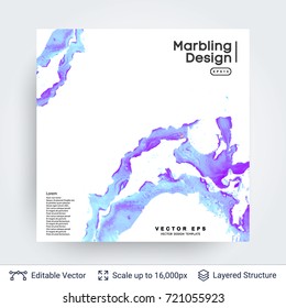 Abstract ink background. Marble style. Liquid splashes on white. Vector template easy to edit.