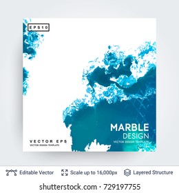 Abstract ink background. Marble style. Liquid splashes on white. Vector template easy to edit.