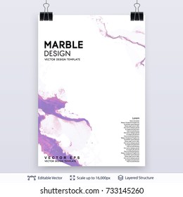 Abstract ink background. Marble style. Liquid splashes on white. Vector template easy to edit.