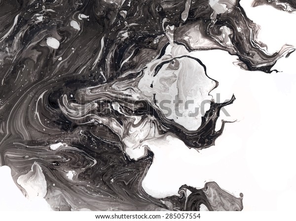 抽象的なインクの背景 大理石のスタイル 水に黒 白のインク のベクター画像素材 ロイヤリティフリー