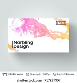 Abstract ink background. Marble style.Liquid splashes on white. Vector template easy to edit.