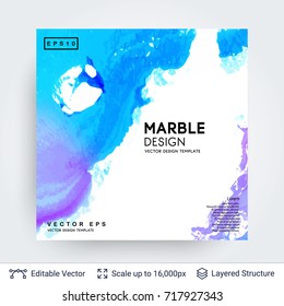 Abstract ink background. Marble style.Liquid splashes on white. Vector template easy to edit.