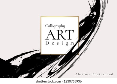 Abstract ink background.Chinese calligraphy art style, Black paint stroke texture on white paper. for poster, card, banner, book, cover, brochure and web design. Grunge mud art. vector elements.