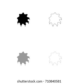 Abstract ink blot black and grey set icon .