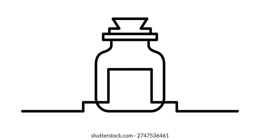 Abstract ink bottle continuous line drawing vector illustration