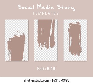 Abstract ink brush banners with grunge effect. Vector illustration