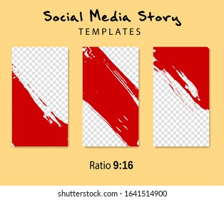 Abstract ink brush banners with grunge effect. Vector illustration