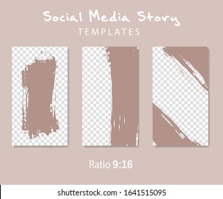 Abstract ink brush banners with grunge effect. Vector illustration