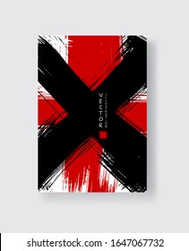 Abstract ink brush banners with grunge effect. Vector illustration