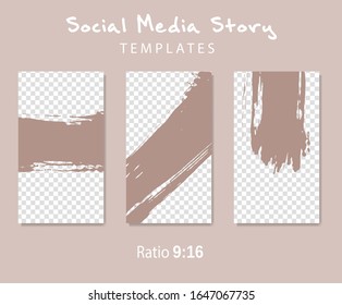 Abstract ink brush banners with grunge effect. Vector illustration