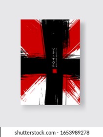Abstract ink brush banners with grunge effect. Vector illustration