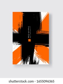 Abstract ink brush banners with grunge effect. Vector illustration