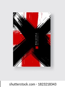 Abstract ink brush banners with grunge effect. Vector illustration