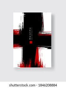 Abstract ink brush banners with grunge effect. Vector illustration