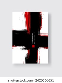 Abstract ink brush banners with grunge effect. Vector illustration