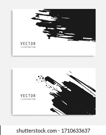 Abstract ink brush banners set with grunge effect. Japanese style. Vector illustration
