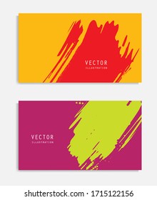 Abstract ink brush banners set with grunge effect. Japanese style. Vector illustration