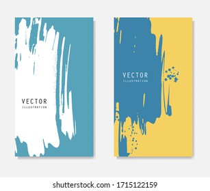 Abstract ink brush banners set with grunge effect. Japanese style. Vector illustration