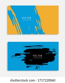 Abstract ink brush banners set with grunge effect. Japanese style. Vector illustration