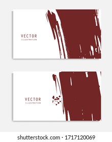 Abstract ink brush banners set with grunge effect. Japanese style. Vector illustration