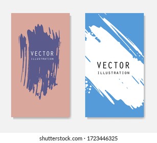 Abstract ink brush banners set with grunge effect. Japanese style. Vector illustration