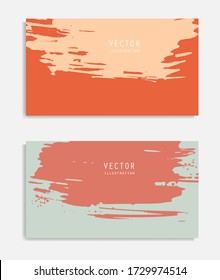 Abstract ink brush banners set with grunge effect. Japanese style. Vector illustration