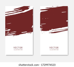 Abstract ink brush banners set with grunge effect. Japanese style. Vector illustration