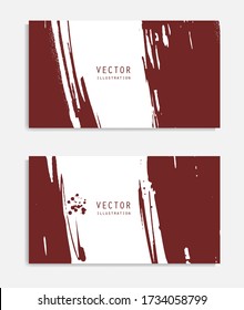 Abstract ink brush banners set with grunge effect. Japanese style. Vector illustration