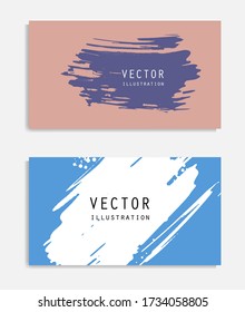 Abstract ink brush banners set with grunge effect. Japanese style. Vector illustration