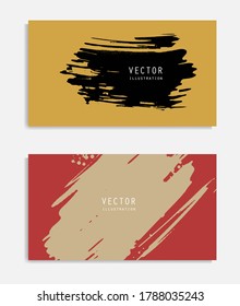 Abstract ink brush banners set with grunge effect. Japanese style. Vector illustration