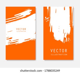 Abstract ink brush banners set with grunge effect. Japanese style. Vector illustration
