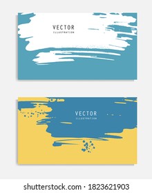 Abstract ink brush banners set with grunge effect. Japanese style. Vector illustration