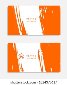 Abstract ink brush banners set with grunge effect. Japanese style. Vector illustration