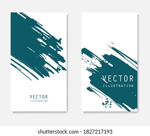 Pancartas de pincel de tinta abstracta con efecto de grifo. Estilo japonés. Ilustración del vector