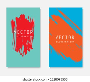 Pancartas de pincel de tinta abstracta con efecto de grifo. Estilo japonés. Ilustración del vector