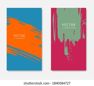 Pancartas de pincel de tinta abstracta con efecto de grifo. Estilo japonés. Ilustración del vector