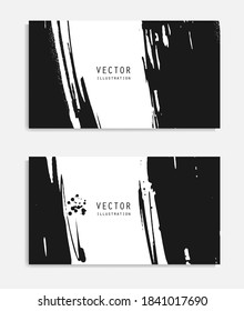 Pancartas de pincel de tinta abstracta con efecto de grifo. Estilo japonés. Ilustración del vector