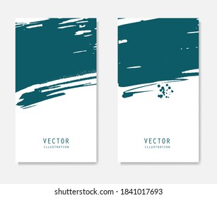 Abstract ink brush banners set with grunge effect. Japanese style. Vector illustration