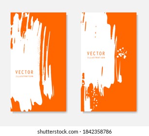 Abstract ink brush banners set with grunge effect. Japanese style. Vector illustration
