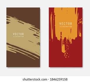Pancartas de pincel de tinta abstracta con efecto de grifo. Estilo japonés. Ilustración del vector