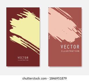 Abstract ink brush banners set with grunge effect. Japanese style. Vector illustration