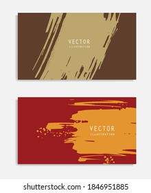 Abstract ink brush banners set with grunge effect. Japanese style. Vector illustration