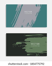 Abstract ink brush banners set with grunge effect. Japanese style. Vector illustration