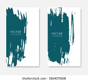 Abstract ink brush banners set with grunge effect. Japanese style. Vector illustration