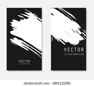 Pancartas de pincel de tinta abstracta con efecto de grifo. Estilo japonés. Ilustración del vector