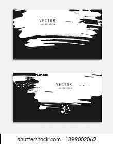 Pancartas de pincel de tinta abstracta con efecto de grifo. Estilo japonés. Ilustración del vector