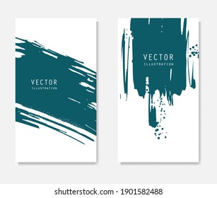 Abstract ink brush banners set with grunge effect. Japanese style. Vector illustration